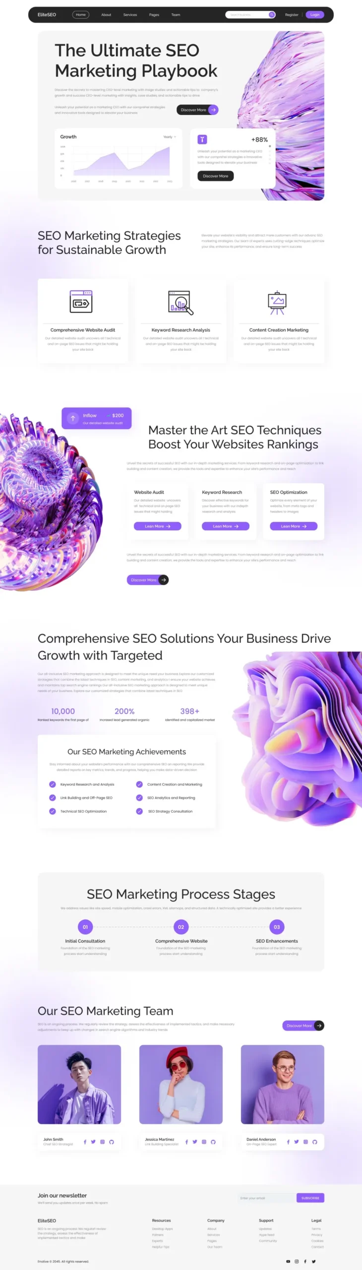 Elite SEO and CEO marketing landing page by Genius Agency